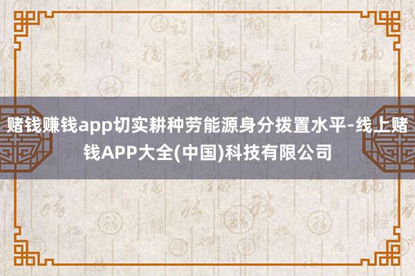 赌钱赚钱app切实耕种劳能源身分拨置水平-线上赌钱APP大全(中国)科技有限公司