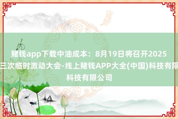 赌钱app下载中油成本：8月19日将召开2025年第三次临时